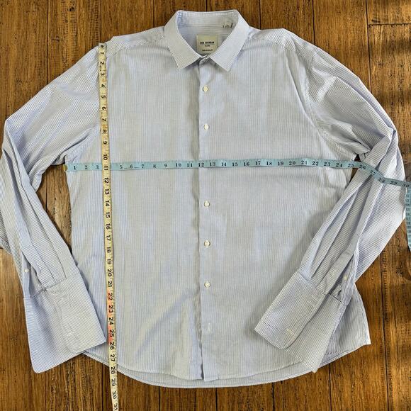 BEN SHERMAN Mens Blue Striped Tailored Slim Fit Button Down Shirt Size 17 1/2 - Picture 5 of 8